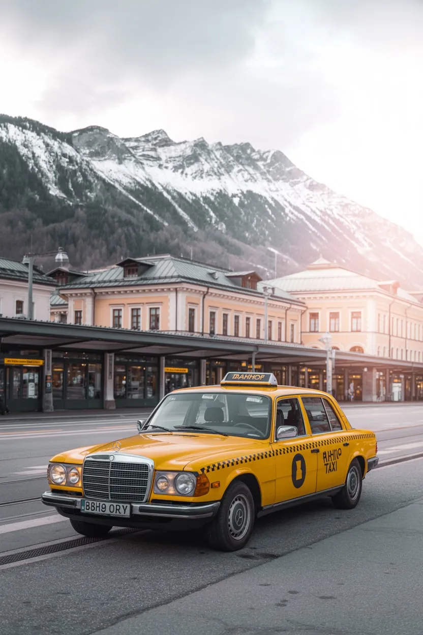 Taxi voor het hoofdstation van Innsbruck