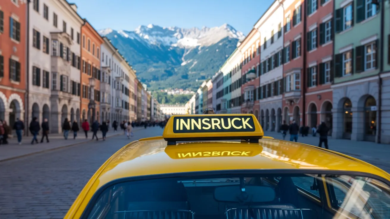 Taxi mit Innsbruck-Dachschild in der Innsbrucker Altstadt