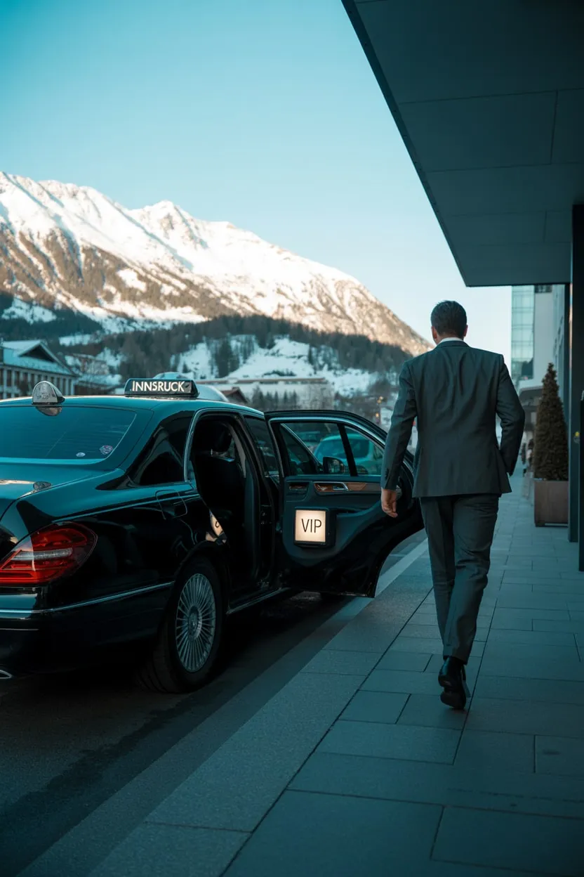 VIP-Transfer Innsbruck – Chauffeur am Fahrzeug