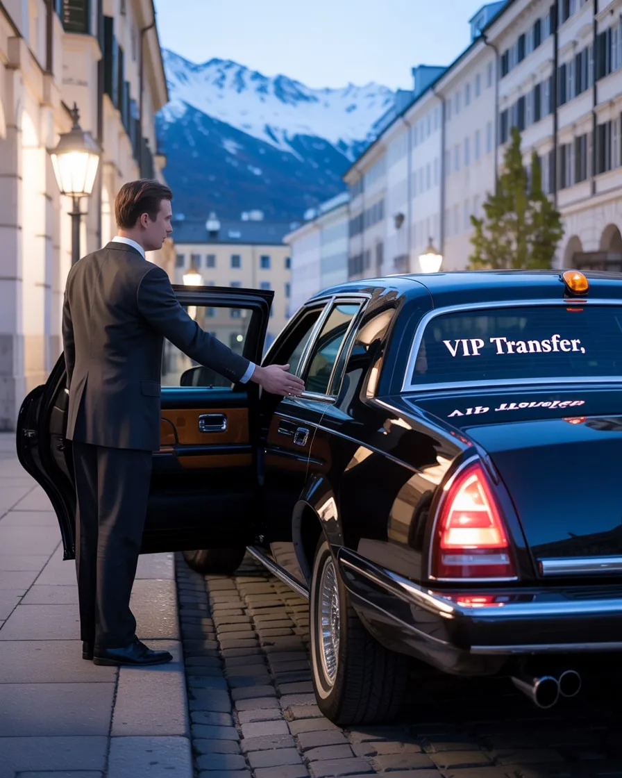 Chauffeur hält die Tür für einen Fahrgast auf